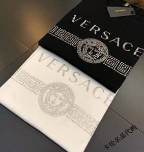versace/范思哲新款男装美杜莎圆领烫钻t恤瓦萨琪休闲上衣短袖男