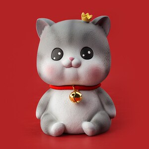 可爱铃铛猫存钱罐迷你卡通可存可取硬币储蓄罐创意室内桌面摆件
