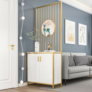 玄关柜客厅屏风隔断一体轻奢入户简约现代装饰鞋柜门厅镂空储物柜