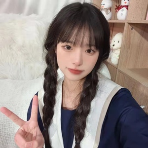 麻花辫假发女圆脸甜美蓬松气质辫子长发学生日常自然逼真整顶发套