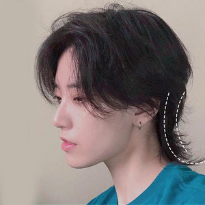 狼尾假发男长发鲻鱼头全套头式假头发套整头女蓬松网红帅气短发酷