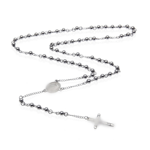 跨境欧美男士爆款潮毛衣串珠链6mm HipHop Rosary不锈钢珠子项链