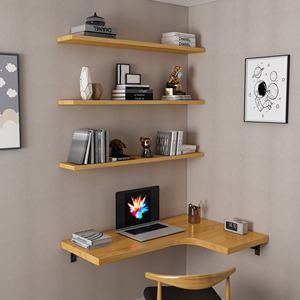 定制壁挂拐角书桌书架现代墙上电脑桌写字台工作台简约转角学习桌