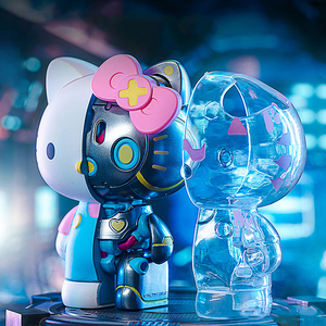 正版凯蒂猫盲盒mecha hellokitty半机械女孩可爱礼物潮流玩具摆件