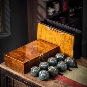 茶叶礼盒装特级高档空盒包装盒高档木质空礼盒金丝楠木纹木礼盒一