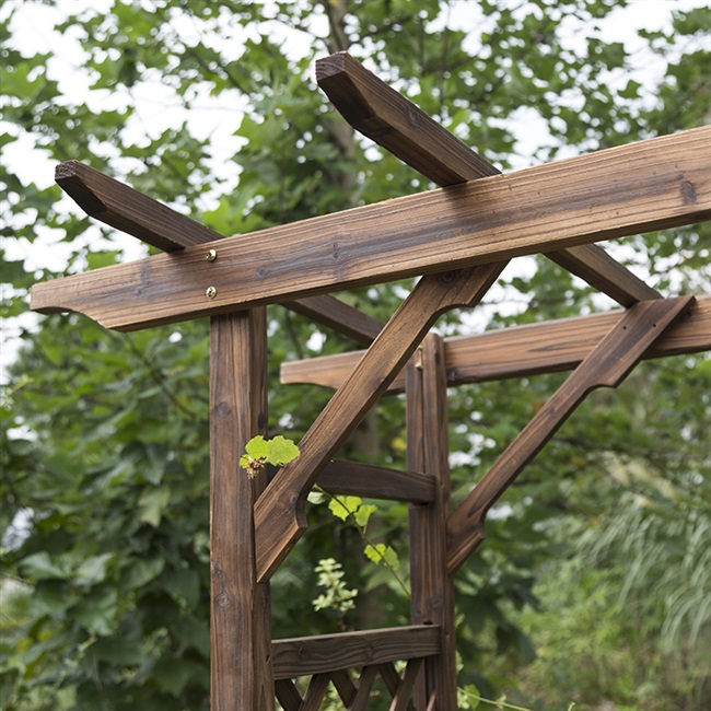 防腐木栅栏庭院中式入户花园别墅民宿院子爬藤大花架露台围栏拱门