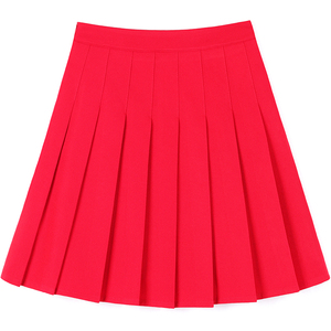 红色百褶裙2023年夏季蓬蓬裙高腰短裙设计感小众半身裙学院风女裙