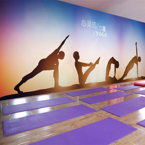 定制壁画时尚简约健身房瑜伽馆舞蹈室背景墙纸健身运动体育馆壁纸