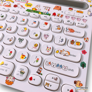 卡通可爱键盘贴纸无线蓝牙电脑按键贴ipad航世bow罗技k480/k380