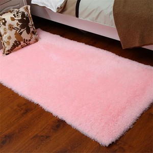 地板垫粉色长毛绒地毯卧室圆形儿童房超大门垫儿童装饰防滑地面.
