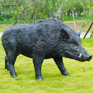 超大仿真野猪摆件塑料假猪大型动物雕塑园林农场草坪装饰别墅模型