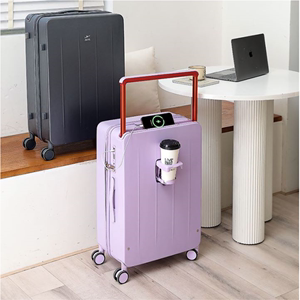 宽拉杆行李箱女杯架新款结实耐用20寸拉杆箱静音高颜值紫色旅行箱