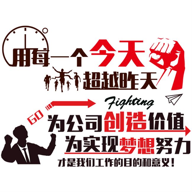 墙纸企业保险公司文化墙贴纸励志办公室房产销售激励文字海报自粘