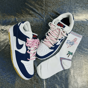适配nike sb dunk low pro白蓝洛杉矶道奇白粉色鸳鸯圆形双系鞋带