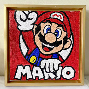 马里奥数字油画手绘肌理画diy材料手工填色丙烯超级玛丽油彩画