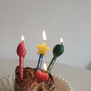 韩国ins三色生日蛋糕蜡烛派对装饰道具星星气球蜡烛甜品三只装