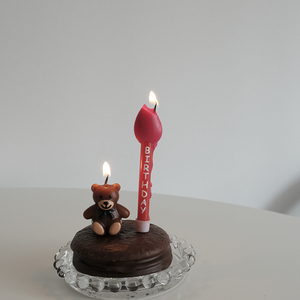 韩国ins小熊蜡烛原版卡通生日蛋糕装饰浪漫表白派对氛围周岁百天