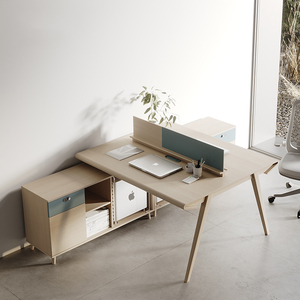 简约现代原木色员工办公桌办公室职员电脑桌职工单人办公桌椅创意