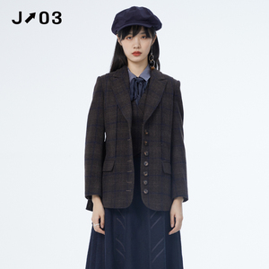 2折特卖款j↗03简约女装格子修身羊毛呢外套女大衣 J130307105