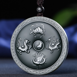 和田玉四方神兽玉吊坠青玉八卦男士款玉坠玉石玉牌玉佩玉挂坠