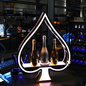 高端酒吧黑桃a酒座三支装洋酒座不锈钢发光酒架香槟酒座led亚克力
