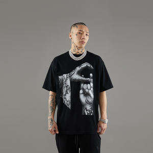 couple hunnid 谢帝 ch蛇纹系列手势印花短袖街头宽松t恤男士上衣