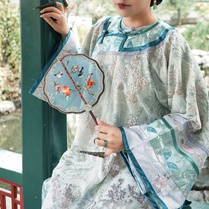 尚翎传统服饰夏季款清代旗装刺绣纱衣云头氅衣丨清代满族女子服饰