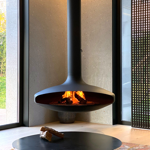 法式艺术定制高端别墅装饰壁炉轻奢悬挂式真火酒精燃木火炉3d雾化