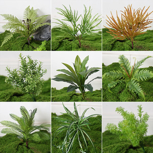 新款仿真绿色植物 装饰造景室内软装单支花蕨类小植物 草束微景观