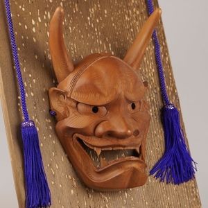 日本般若能面挂饰 清山作纯手工木雕面具壁挂鬼面中古物vintage