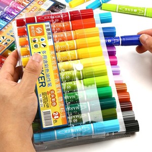 斯尼尔多用途彩色油性记号笔大头笔18色24色盒装双头马克笔绘画笔
