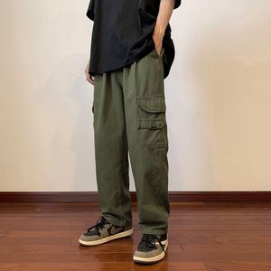 复古美式街头滑板裤军绿色工装裤男春季新款直筒日系Cityboy裤子