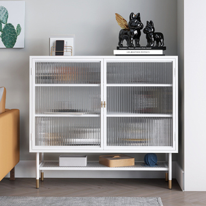 铁艺餐边柜长虹玻璃柜子收纳储物柜客厅靠墙轻奢酒柜简约现代橱柜