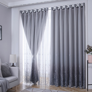 布风成品卧室简约打孔蕾丝双层清新定制北欧免纱一体遮光客厅窗帘