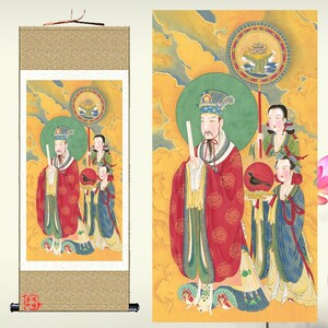 22/新品包宫月宫画像挂画太阳星君太阴星轴n神像绢布画道教法会卷