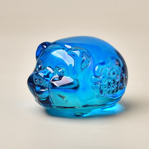 22/新品e高档大小黄水晶猪客生摆件琉璃彩色猪礼品财日礼物招厅家