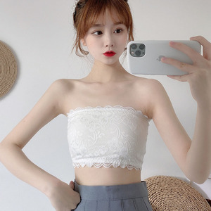 都市都是丽人抹胸内衣女夏防走光小胸聚拢蕾丝防滑透气薄款隐形