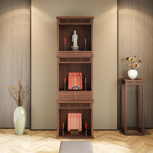 实木三层神台柜供桌家用佛龛佛台神龛柜现代风格祖先财神爷地主