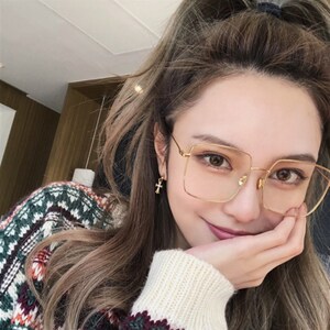 四方大框显瘦脸平光镜架网红周扬青造型眼镜可配近视x框架女潮眼