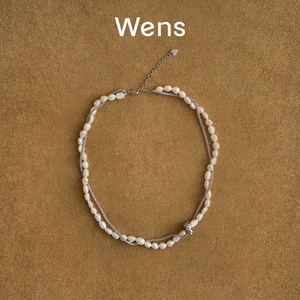 Wens天然淡水珍珠双层缠绕项链女轻奢小众设计巴洛克高级感颈链