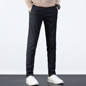 以纯休闲裤男秋冬季官方网店铺直筒长裤修身小脚西裤男士宽松男裤