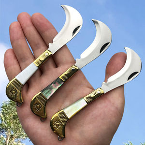 钥匙扣天然贝壳折叠刀随身黄铜迷你小刀开快递刀弯刀精美袖珍折刀