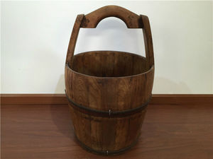 中式怀旧复古仿古手提实木小水桶老式传统老物件摆件古典影视道
