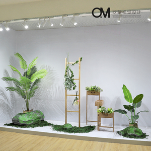 om视觉 春夏季店铺绿植橱窗装饰摆件 服装店4s店展厅女装场景布置