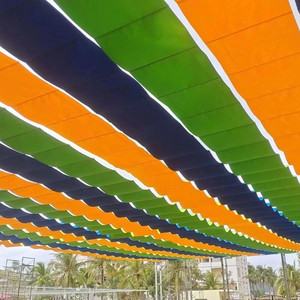 景区商场幼儿园伸缩滑动式遮阳网波浪式滑动防晒网子彩色装饰防水