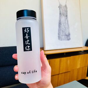 韩版意中人磨砂耐热玻璃s杯男女学生个性潮流创意时尚水杯随手杯