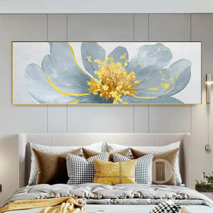 纯手绘牡丹油画主卧室床头轻奢高级感挂画温馨高端奢华艺术装饰画