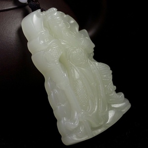 白玉关公项链 玉关公吊坠玉佩 男款白玉关公武财神牌子