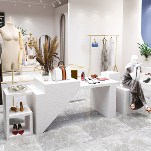 服装店橱窗陈列装饰道具中岛流水台创意鞋包店摆台多层置物展示台