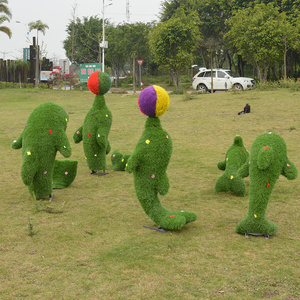 玻璃钢仿真动物落地摆件绿植草皮植绒海豚雕塑户外公园景观装饰品